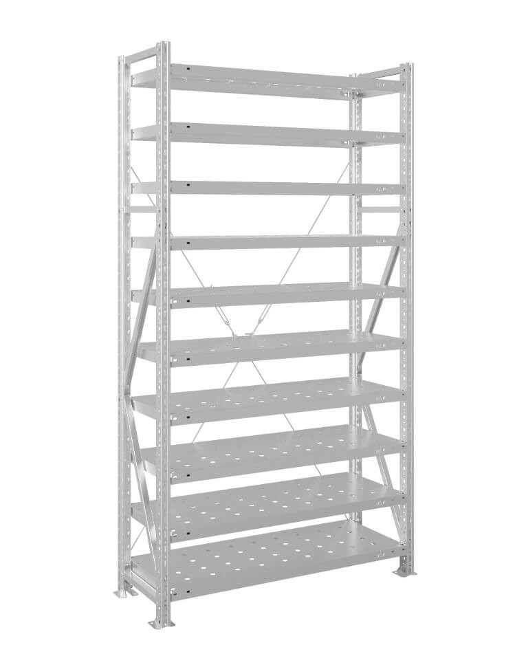 Стеллаж MS U 2500x700x500 10 полок (350 кг, перф) купить в Иркутске