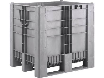 BoxPallet 1200х1000х1140 сплошной, на 3-х полозьях серый купить в Иркутске