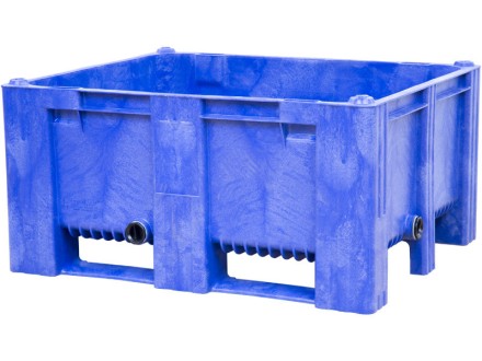 BoxPallet 1200х1000х580 мм сплошной на 2-х полозьях синий с 2 СП2 купить в Иркутске