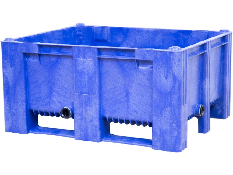 BoxPallet 1200х1000х580 мм сплошной на 2-х полозьях синий с 2 СП2 купить в Иркутске