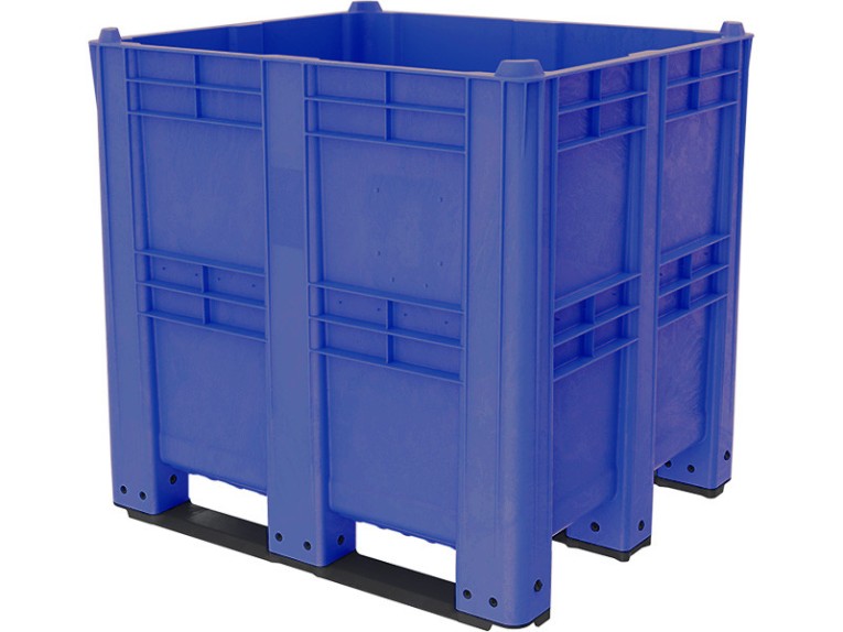 BoxPallet 1300х1150х1250 сплошной, на 3 полозьях синий купить в Иркутске