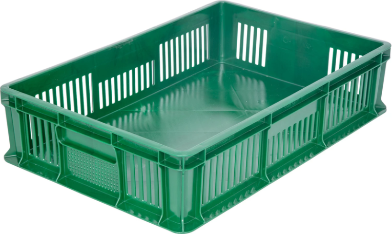 Ящик 600х400х140 мм дно сплош.стенки перф.без ручек зеленый купить в Иркутске