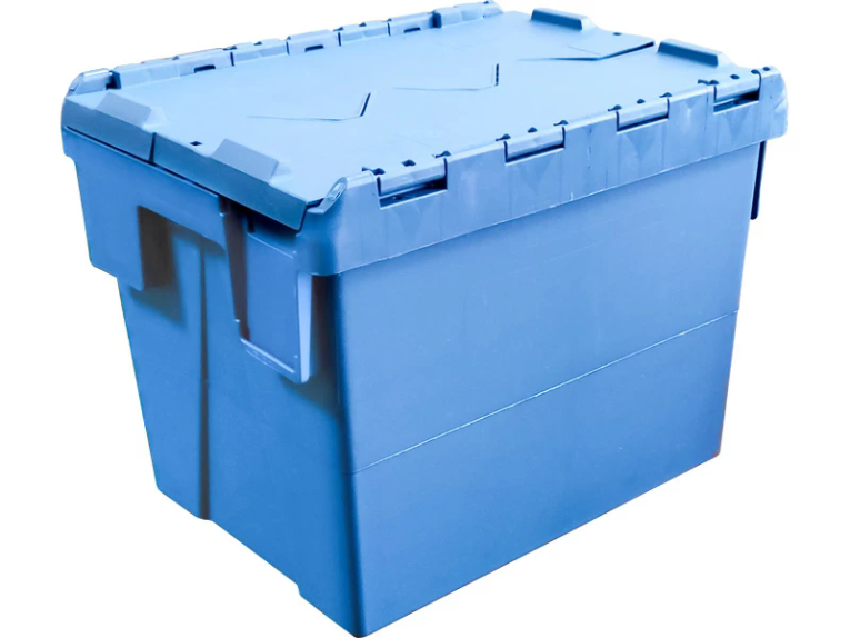 Ящик 400х300х306 сплошной, с крышкой синий купить в Иркутске