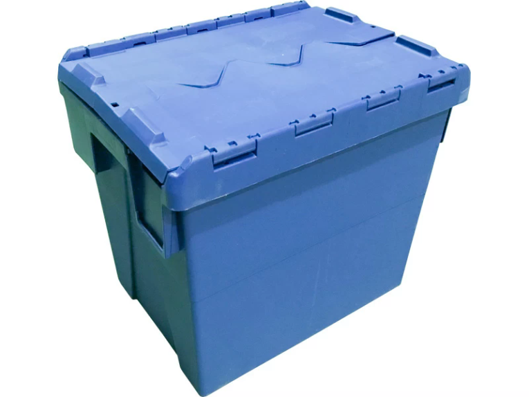 Ящик 400х300х356 сплошной, с крышкой синий купить в Иркутске