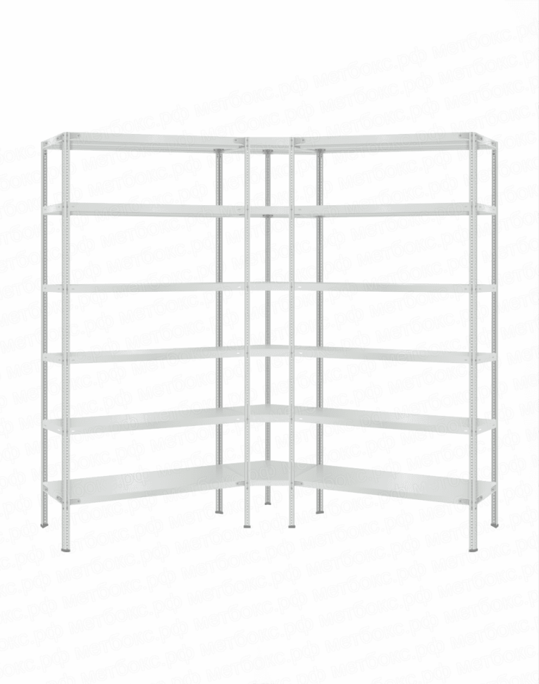 Стеллаж угловой 2000х1500х1500 (6 ярусов глубиной 300мм) купить в Иркутске