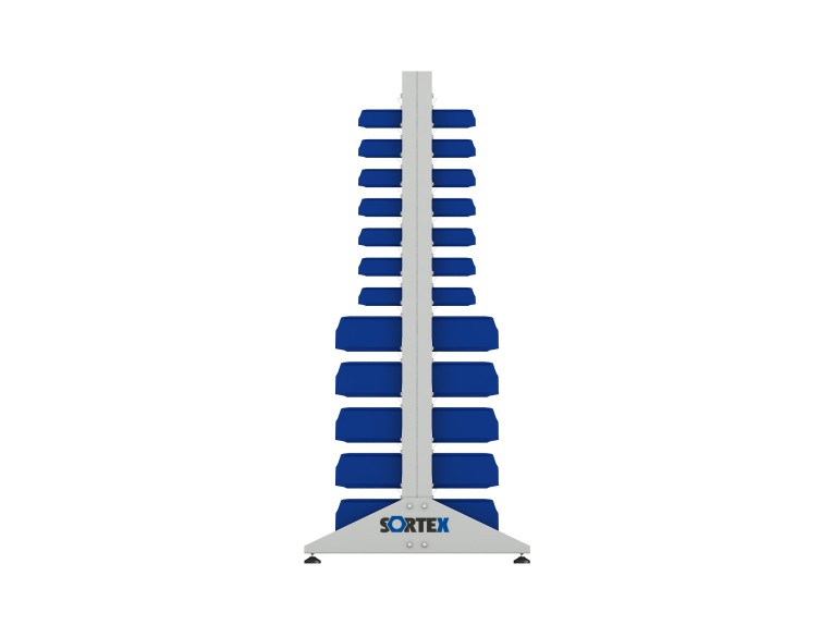 Стеллаж для пластиковых лотков SORTEX двухсторонний 1800x1000x800.04 купить в Иркутске Стеллаж для пластиковых лотков SORTEX двухсторонний 1800x1000x800.04 купить в Иркутске