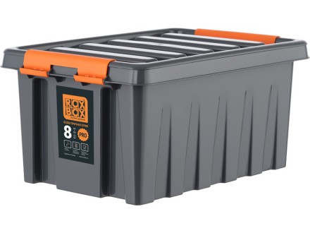 Контейнер особопрочный Rox Box PRO 8 (335х220х160 мм с крышкой и клипсами, антрацит) купить в Иркутске
