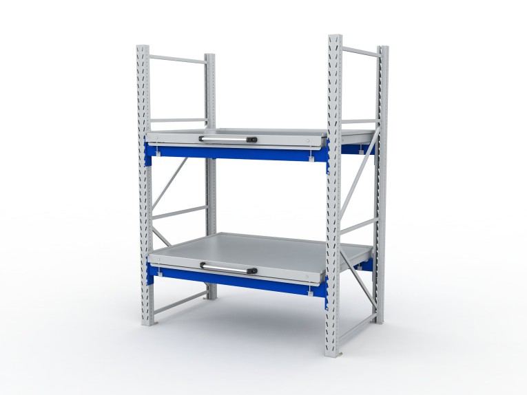 Стеллаж с выкатными платформами S-HEAVY 1000/1300 (2 яруса хранения) купить в Иркутске