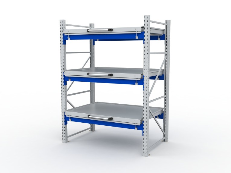 Стеллаж с выкатными платформами S-HEAVY 1000/1300 (3 яруса хранения) купить в Иркутске