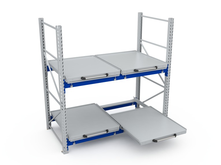 Стеллаж с выкатными платформами S-HEAVY 500 (2 яруса хранения) купить в Иркутске