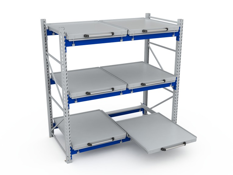 Стеллаж с выкатными платформами S-HEAVY 500 (3 яруса хранения) купить в Иркутске