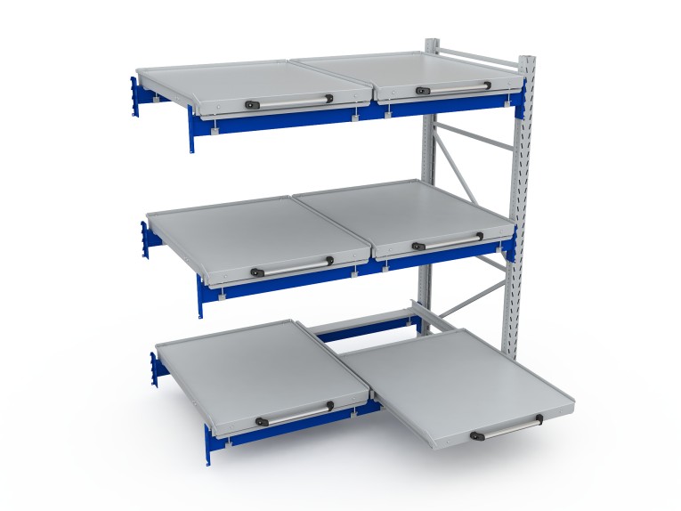 Стеллаж с выкатными платформами S-HEAVY 500 (3 яруса хранения) купить в Иркутске