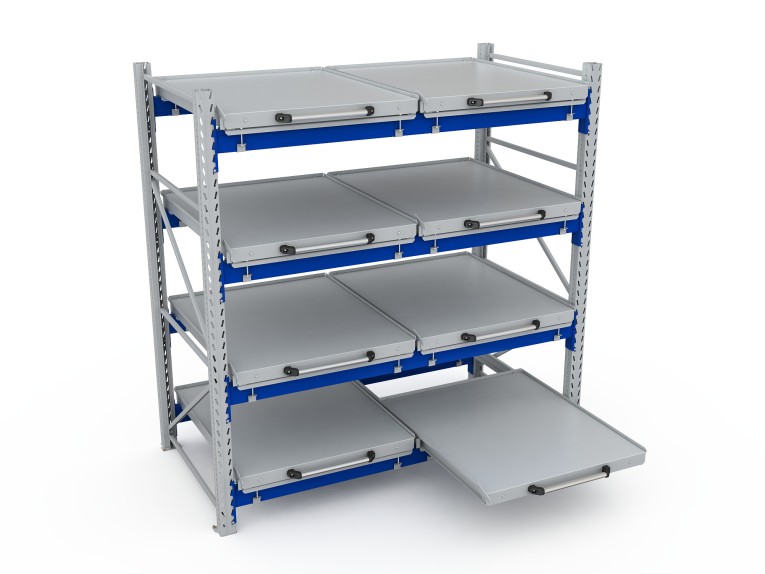 Стеллаж с выкатными платформами S-HEAVY 500 (4 яруса хранения) купить в Иркутске