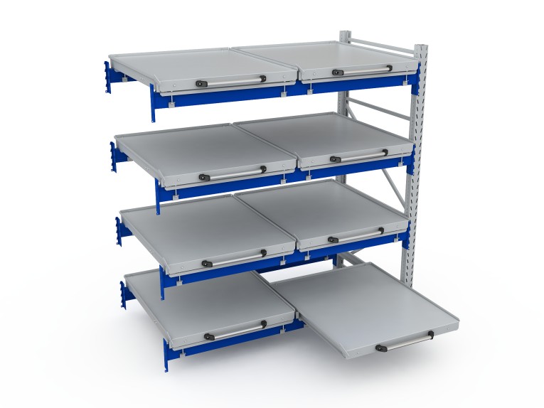Стеллаж с выкатными платформами S-HEAVY 500 (4 яруса хранения) купить в Иркутске